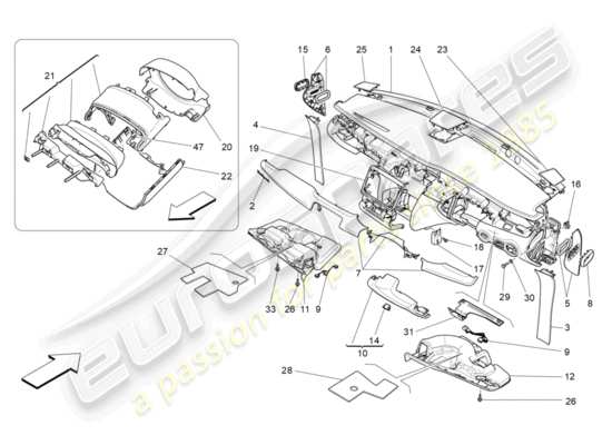 a part diagram from the Maserati Quattroporte M156 (2014 onwards) parts catalogue