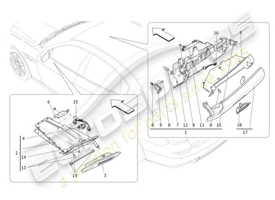 a part diagram from the Maserati Quattroporte M156 (2014 onwards) parts catalogue