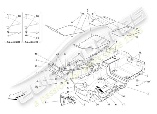 a part diagram from the Maserati Quattroporte M156 (2014 onwards) parts catalogue