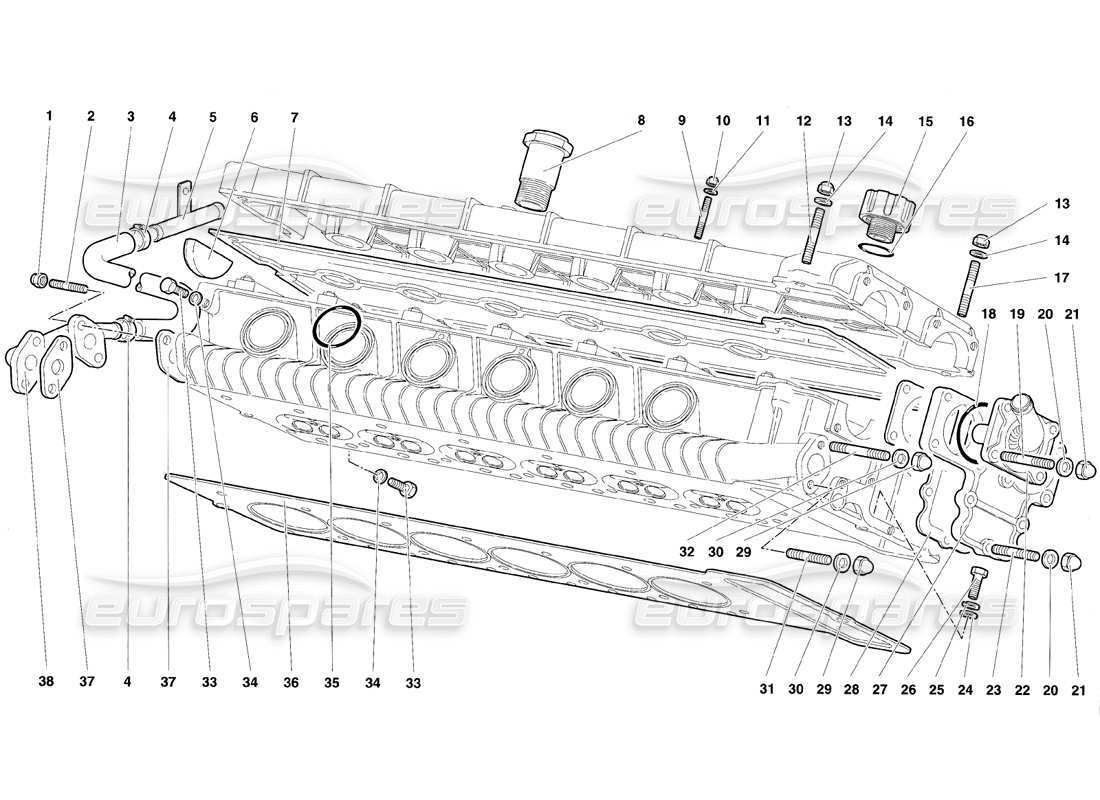 Lamborghini Diablo SE30 (1995) accessories for left cylinder head Parts Diagram