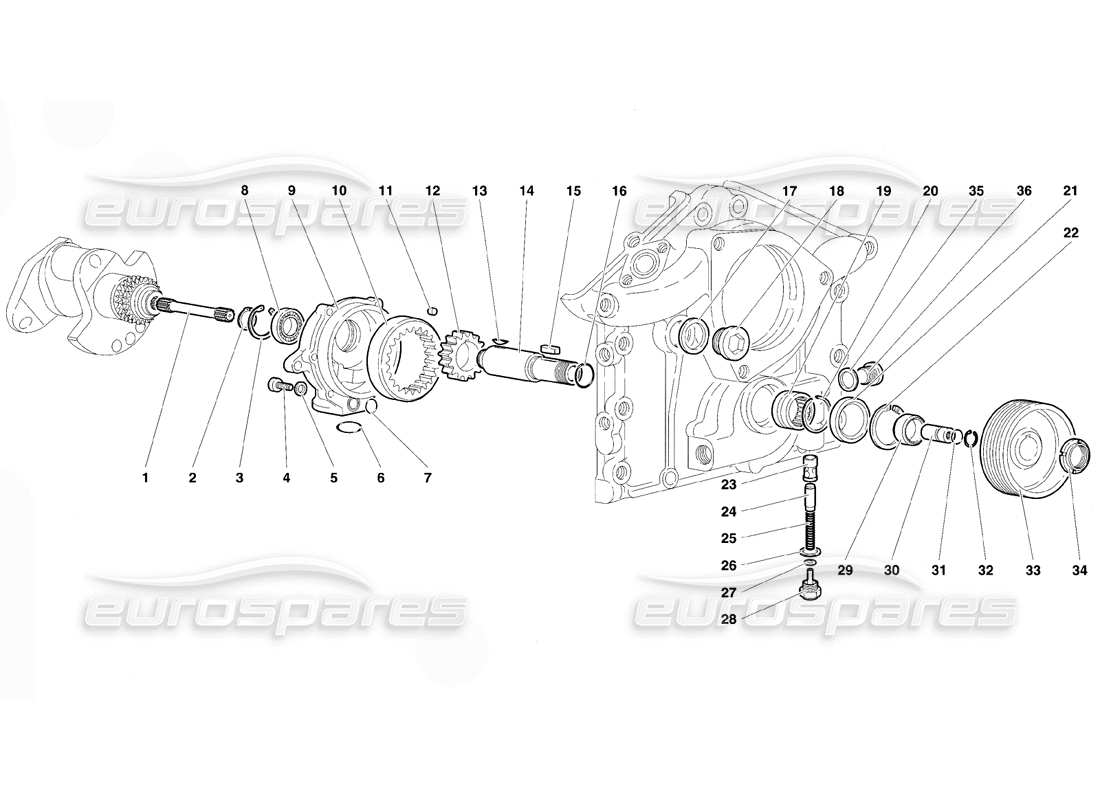 Lamborghini Diablo SE30 (1995) Engine Oil Pump Parts Diagram