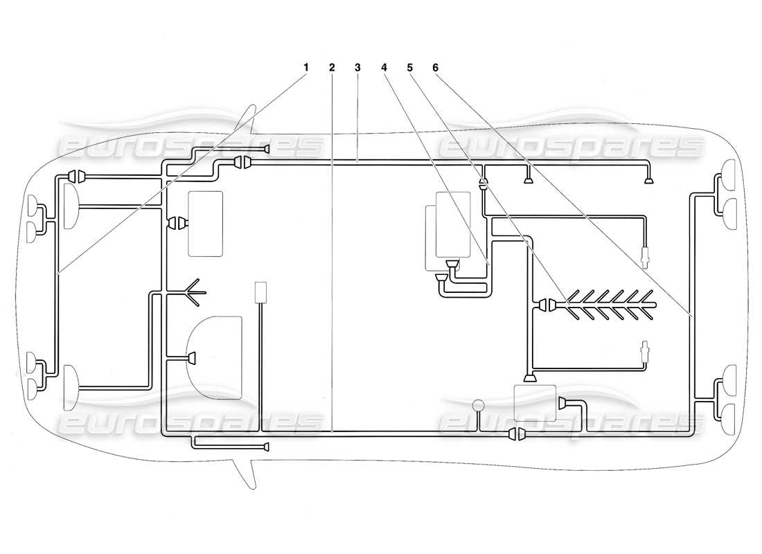 Lamborghini Diablo SE30 (1995) electrical system (From SE 080-150) Parts Diagram