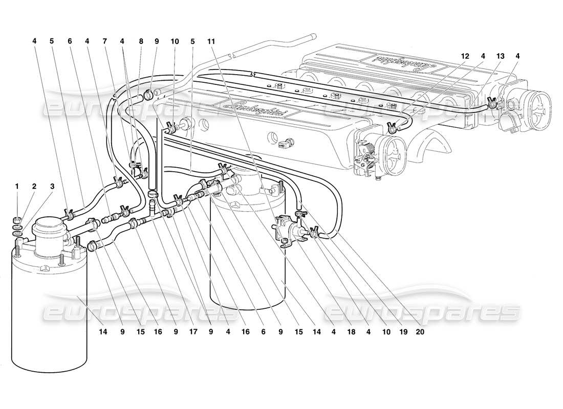 Lamborghini Diablo SE30 (1995) fuel system Parts Diagram