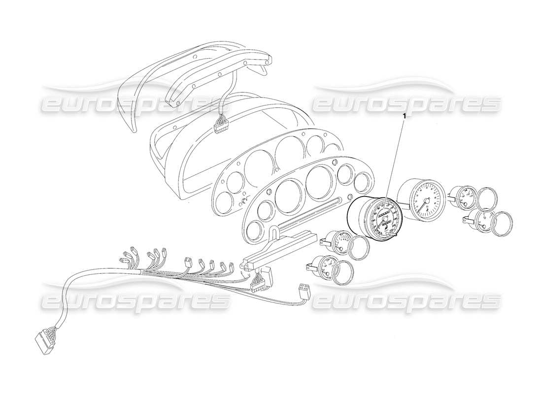 Lamborghini Diablo SE30 (1995) dashboard instruments (Valid for USA - January 1995) Parts Diagram