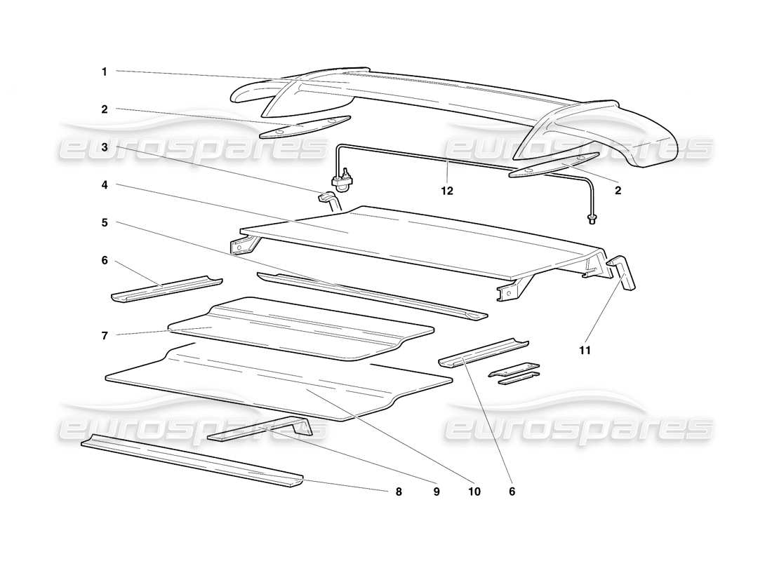 Lamborghini Diablo SE30 (1995) Rear Hood and Wing (Valid for Switzerland - January 1995) Parts Diagram