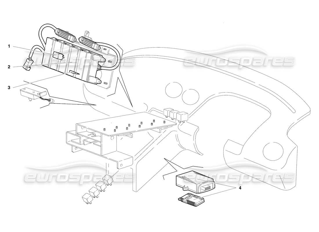 Lamborghini Diablo SE30 (1995) electrical system (Valid for RH D. Version - January 1995) Parts Diagram