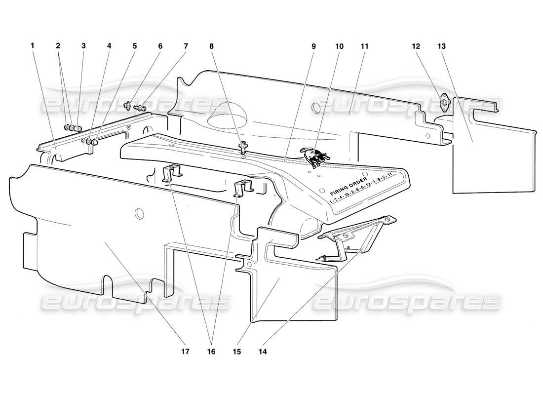 Lamborghini Diablo SE30 (1995) Engine Housing Panels Parts Diagram