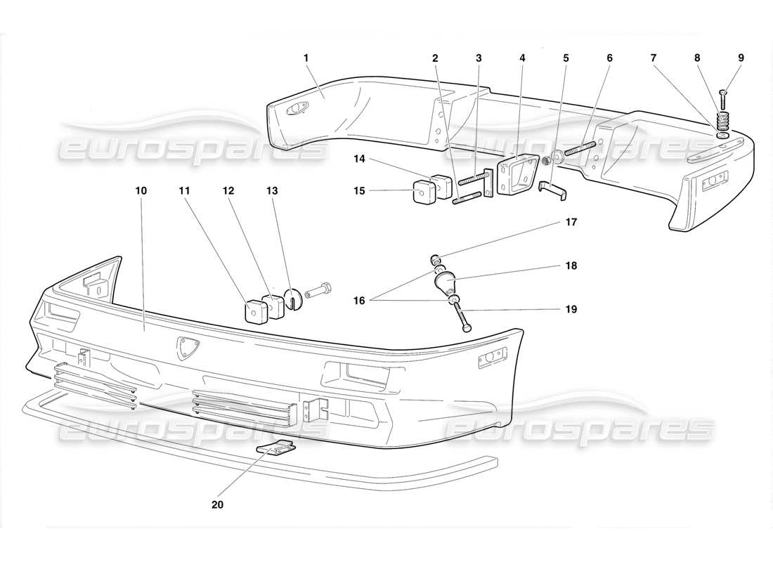 Lamborghini Diablo SE30 (1995) Bumpers (Valid for Canada - January 1995) Parts Diagram