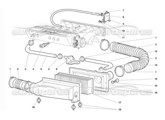 a part diagram from the Lamborghini Diablo parts catalogue