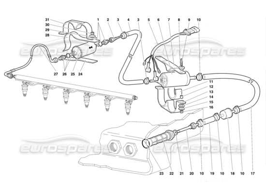 a part diagram from the Lamborghini Diablo parts catalogue