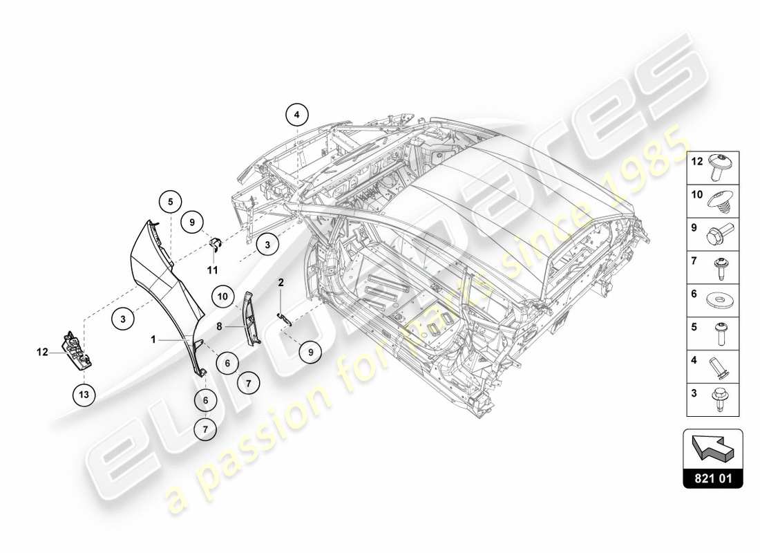 Lamborghini PERFORMANTE COUPE (2019) WING PROTECTOR FRONT Part Diagram