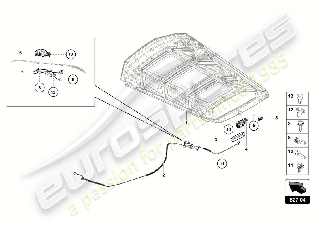 Lamborghini PERFORMANTE COUPE (2019) RELEASE LEVER Part Diagram