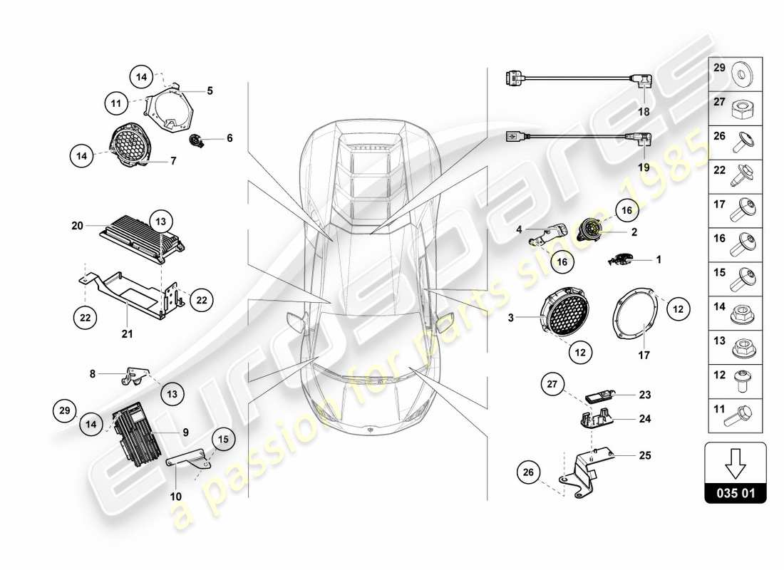 Lamborghini PERFORMANTE COUPE (2020) loudspeaker Part Diagram