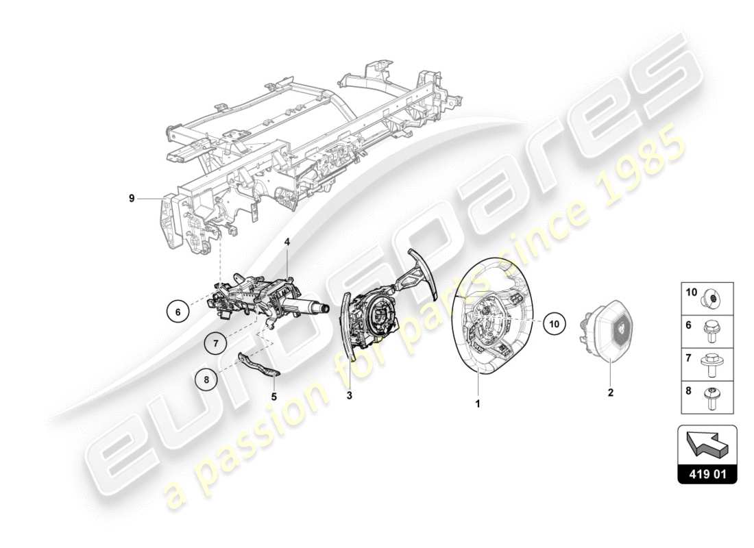 Lamborghini PERFORMANTE COUPE (2020) STEERING SYSTEM Part Diagram