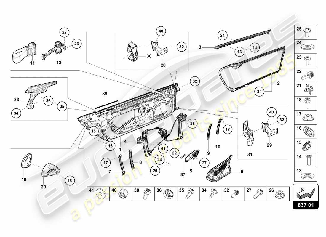 Lamborghini PERFORMANTE COUPE (2020) Doors Part Diagram