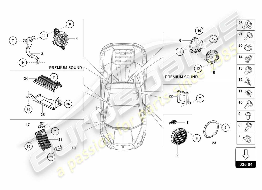 Lamborghini PERFORMANTE SPYDER (2019) radio unit Part Diagram