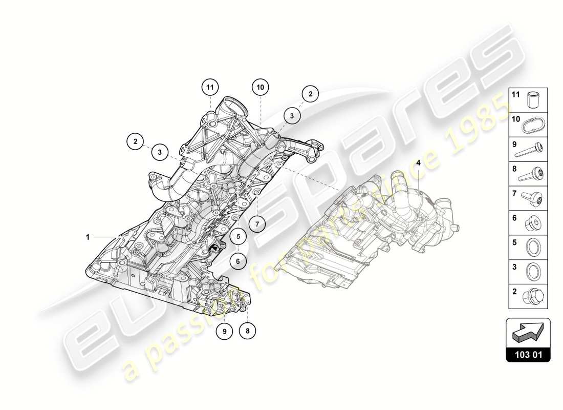 Lamborghini PERFORMANTE SPYDER (2019) engine oil sump Part Diagram