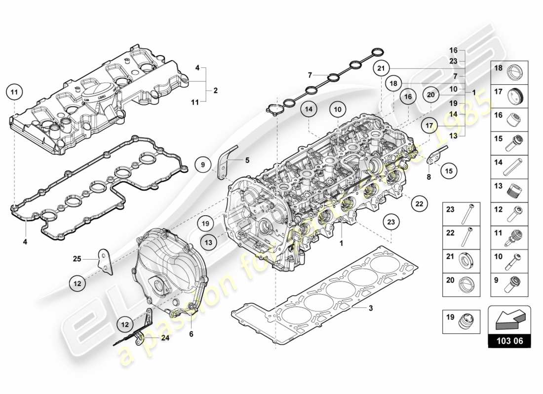 Lamborghini PERFORMANTE SPYDER (2019) COMPLETE CYLINDER HEAD LEFT Part Diagram