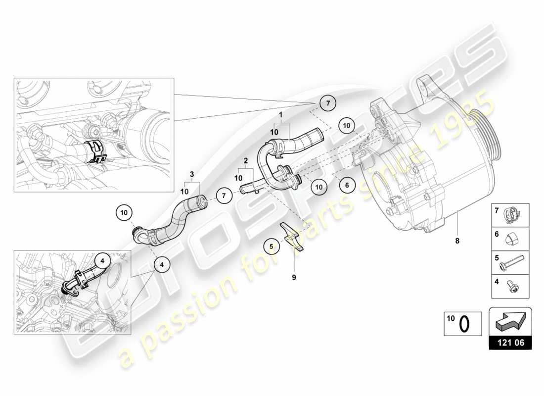 Lamborghini PERFORMANTE SPYDER (2019) COOLANT HOSES AND PIPES Part Diagram