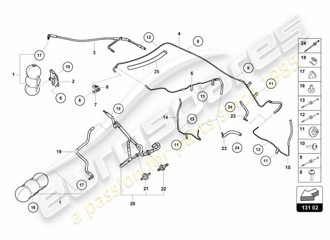 Lamborghini PERFORMANTE SPYDER (2019) VACUUM SYSTEM Part Diagram