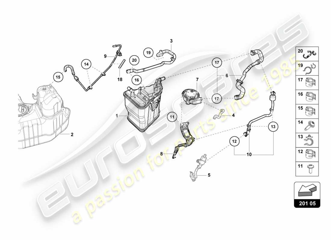 Lamborghini PERFORMANTE SPYDER (2019) ACTIVATED CHARCOAL CONTAINER Part Diagram