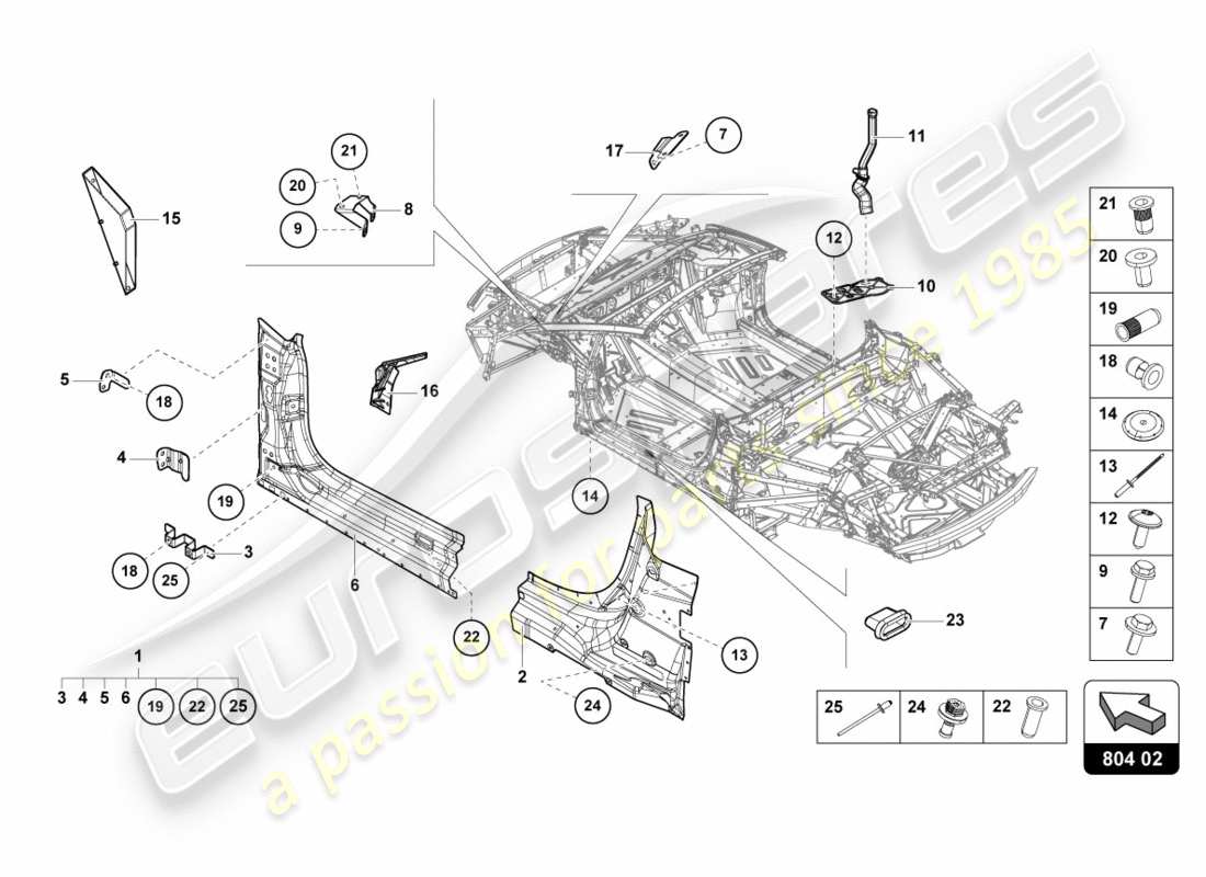 Lamborghini PERFORMANTE SPYDER (2019) REINFORCEMENT Part Diagram