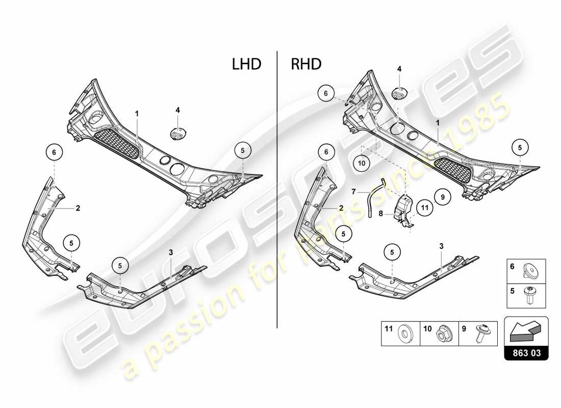 Lamborghini PERFORMANTE SPYDER (2019) FRONT END COVER Part Diagram