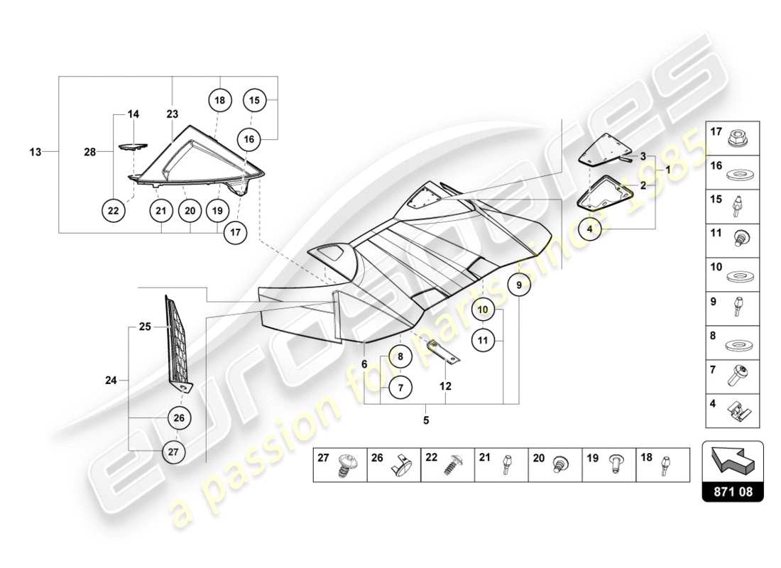 Lamborghini PERFORMANTE SPYDER (2019) CONV. TOP, HINGE COVER Part Diagram