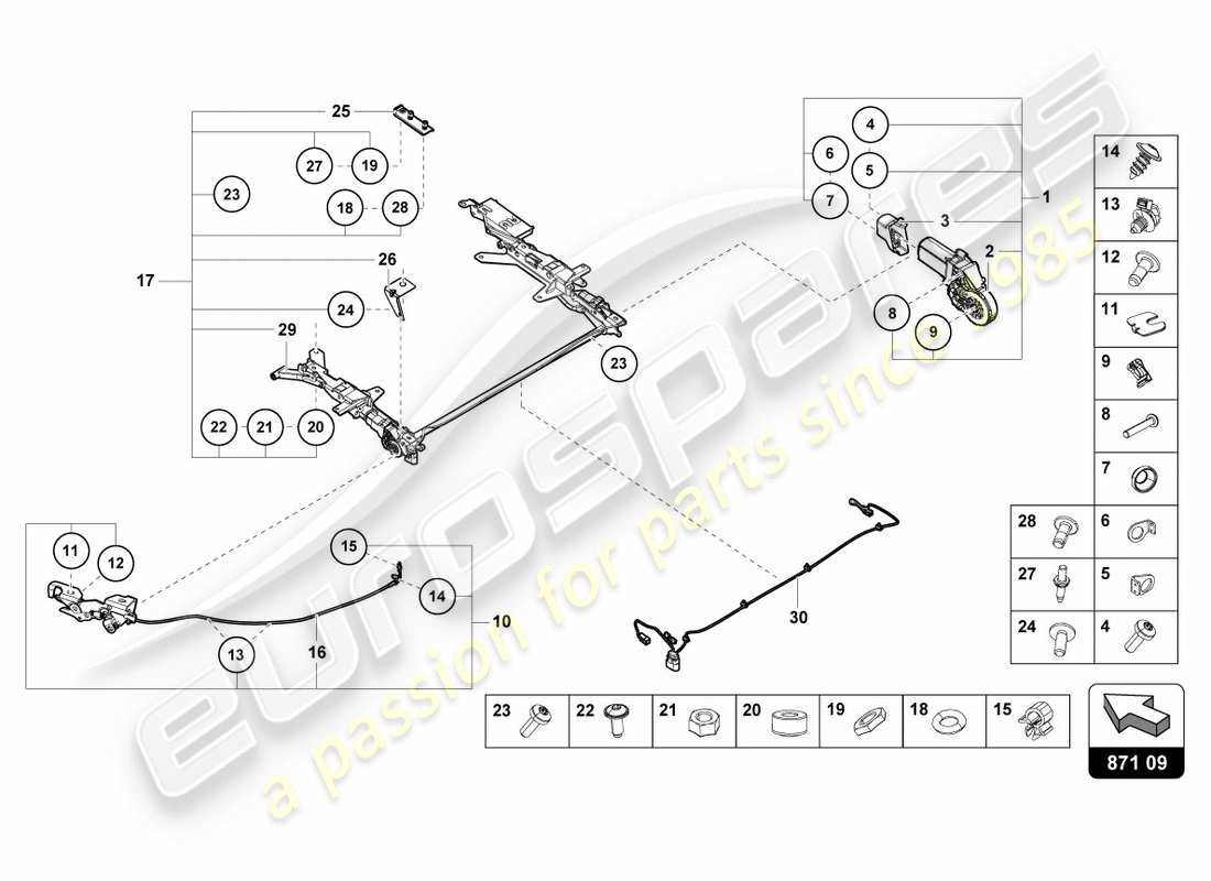 Lamborghini PERFORMANTE SPYDER (2019) SLIDING ROOF MOTOR Part Diagram