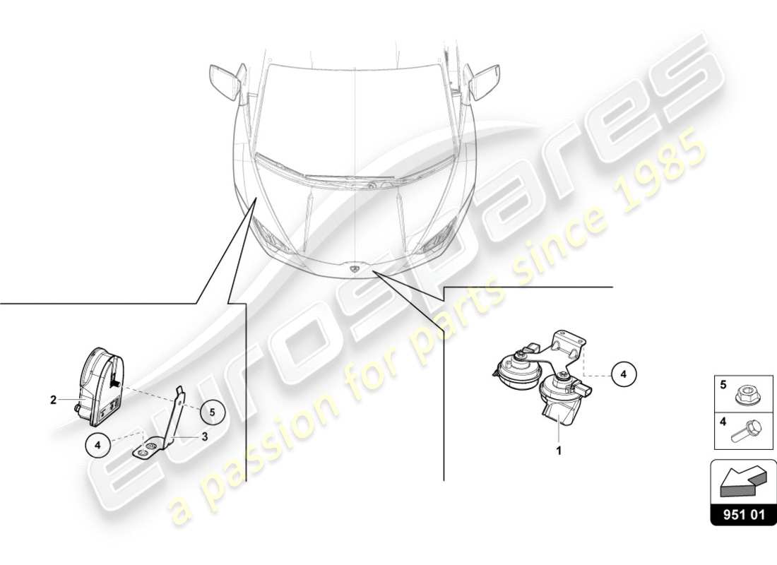 Lamborghini PERFORMANTE SPYDER (2019) SIGNAL HORN Part Diagram