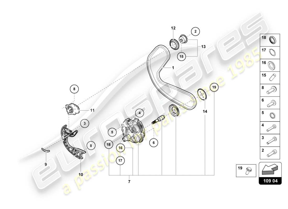 Lamborghini PERFORMANTE SPYDER (2020) TIMING CHAIN Part Diagram