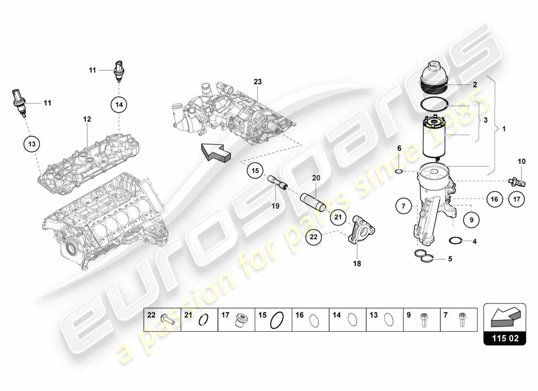 Lamborghini PERFORMANTE SPYDER (2020) OIL FILTER ELEMENT Part Diagram