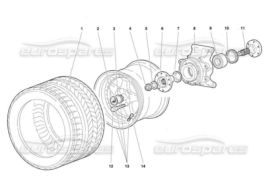 Lamborghini Diablo SV (1997) Rear Wheel and Hub Carrier Parts Diagram
