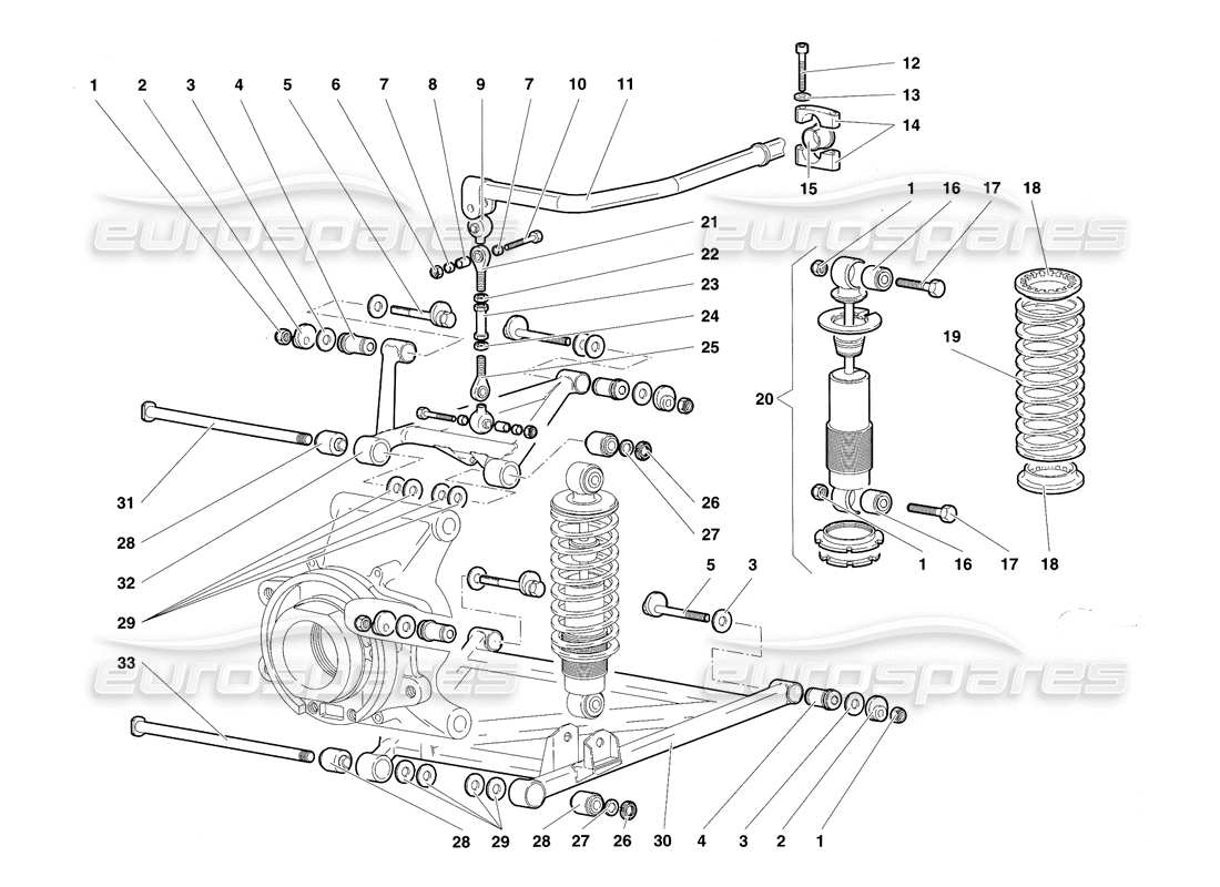Lamborghini Diablo SV (1997) Rear Suspension Parts Diagram
