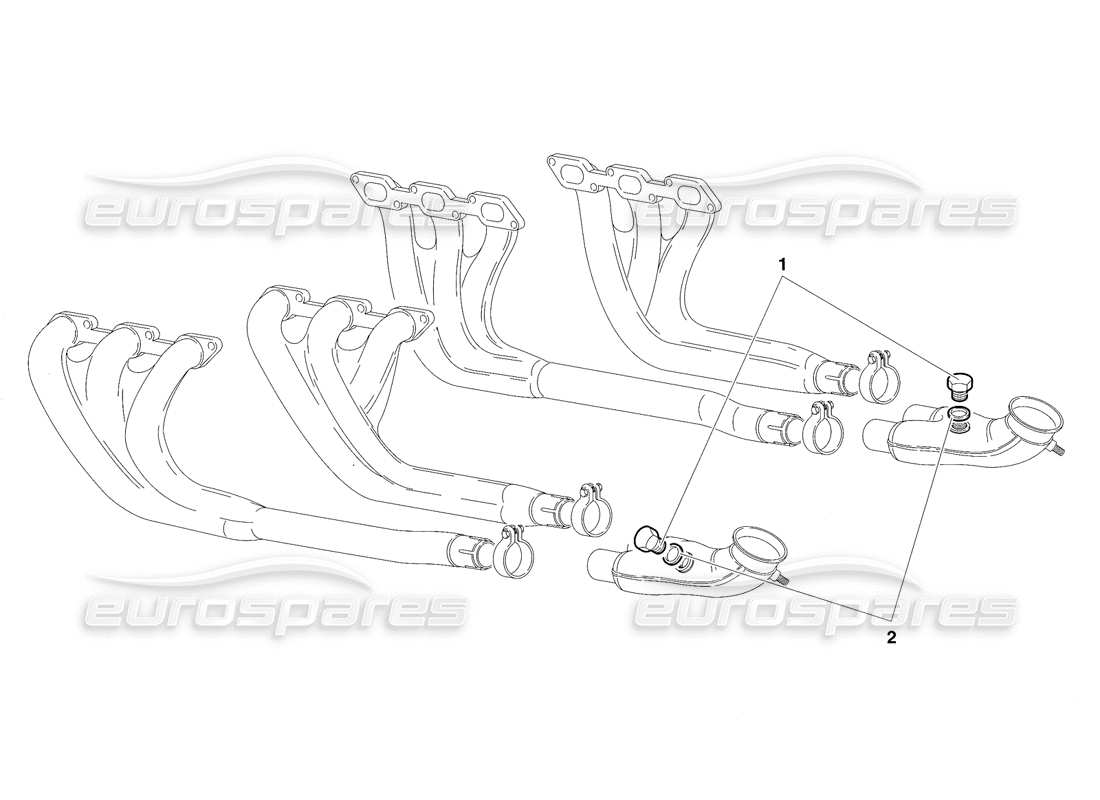 Lamborghini Diablo SV (1997) Exhaust System (Valid for South Africa - RH D. - March 1997) Parts Diagram