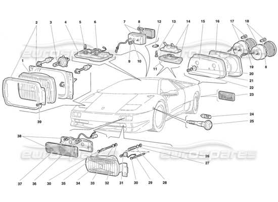 a part diagram from the Lamborghini Diablo parts catalogue