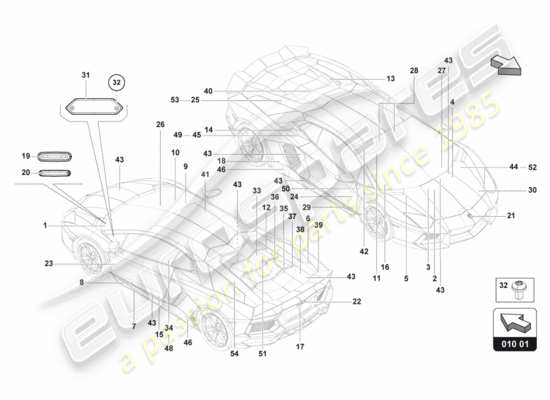 a part diagram from the Lamborghini Centenario parts catalogue