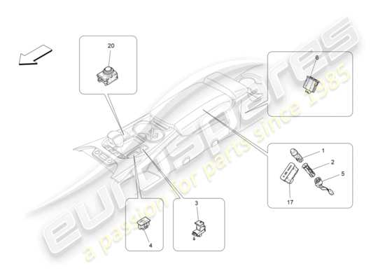 a part diagram from the Maserati Granturismo Sport parts catalogue