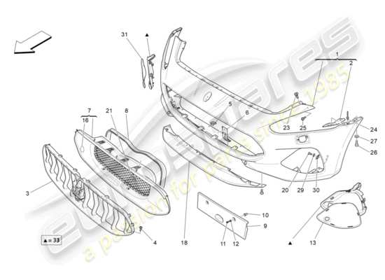 a part diagram from the Maserati Granturismo Sport parts catalogue