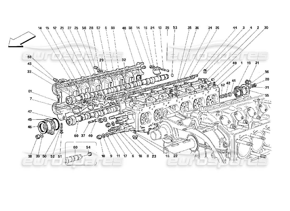 Ferrari 512 M right cylinder head Parts Diagram