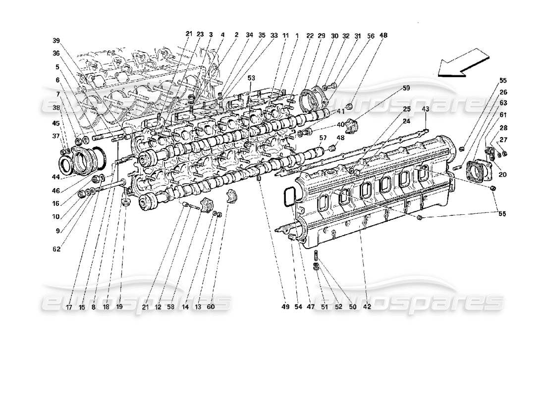Ferrari 512 M left cylinder head Parts Diagram
