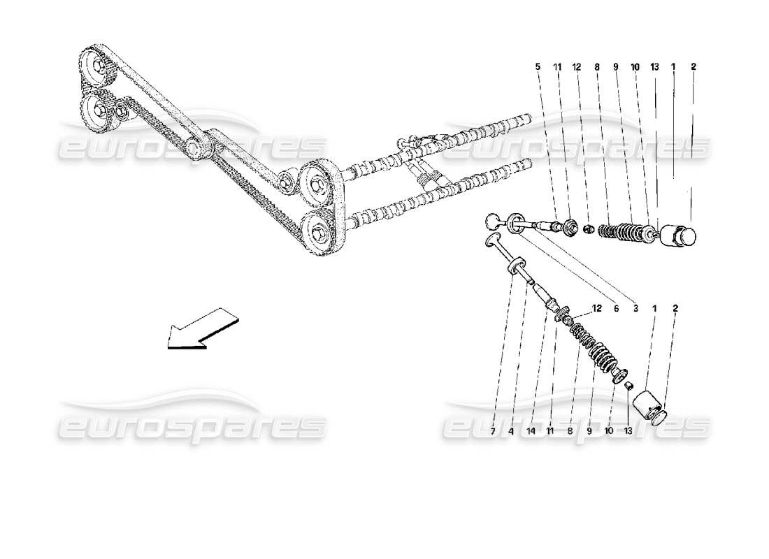 Ferrari 512 M timing system - valves Parts Diagram