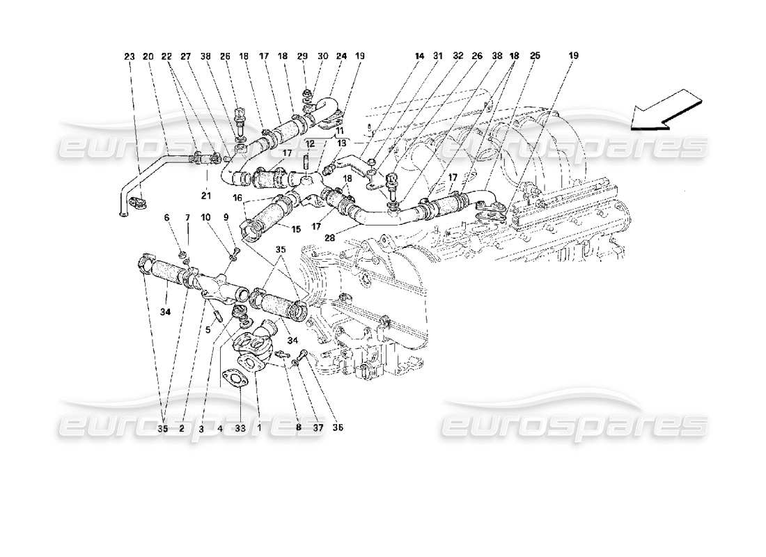 Ferrari 512 M engine cooling Parts Diagram