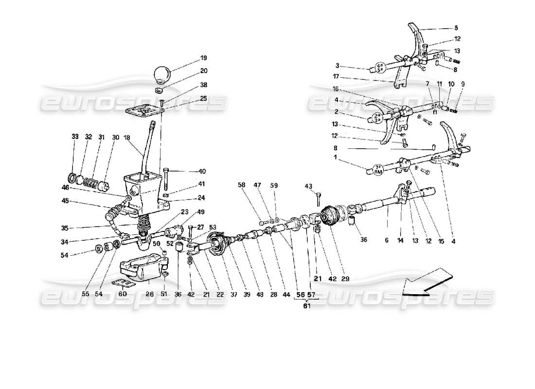 Ferrari 512 M Gearbox Controls Parts Diagram