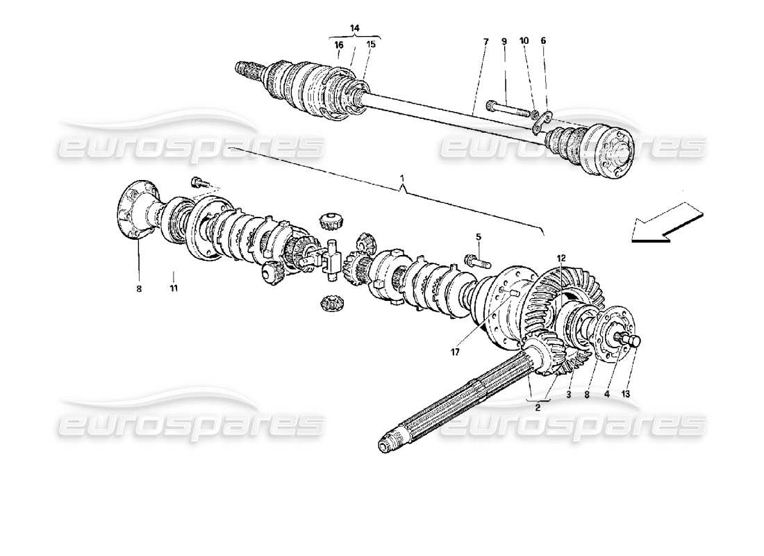 Ferrari 512 M Differential & Axle Shafts Parts Diagram