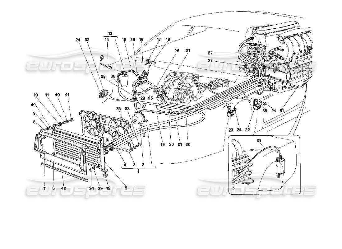 Ferrari 512 M air conditioning system Parts Diagram