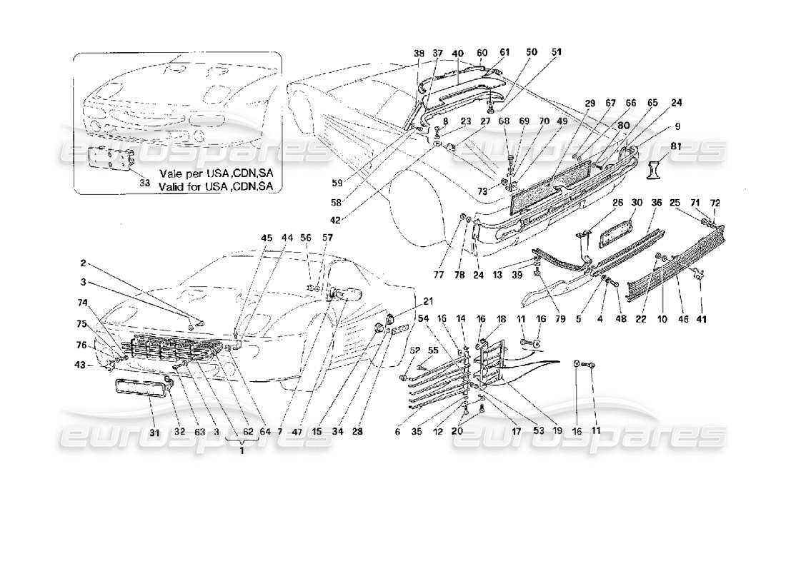Ferrari 512 M External Finishing Parts Diagram
