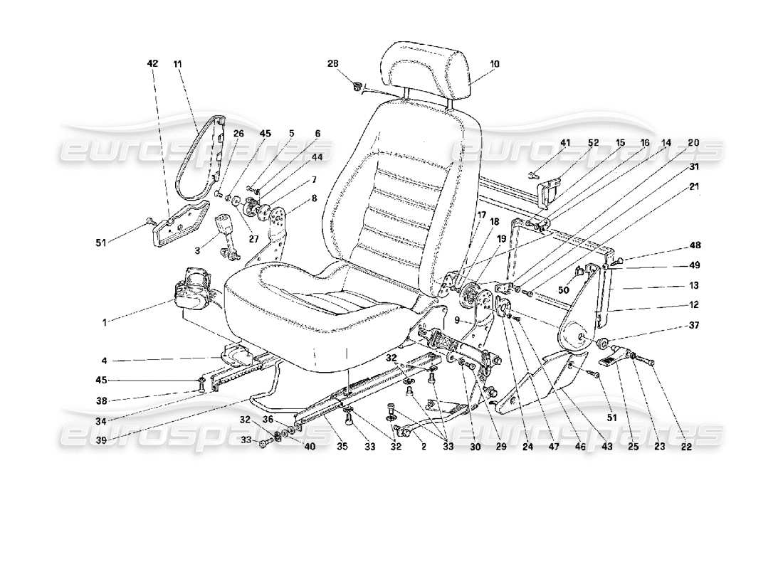 Ferrari 512 M Seats and Safety Belts -Valid for USA- Parts Diagram
