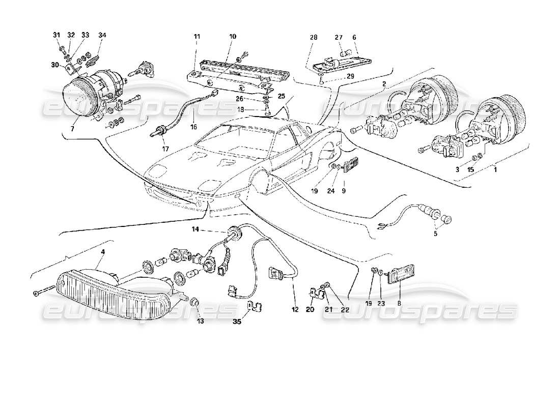 Ferrari 512 M Lamps Parts Diagram