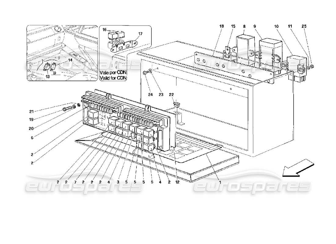 Ferrari 512 M Valves and Relays Parts Diagram